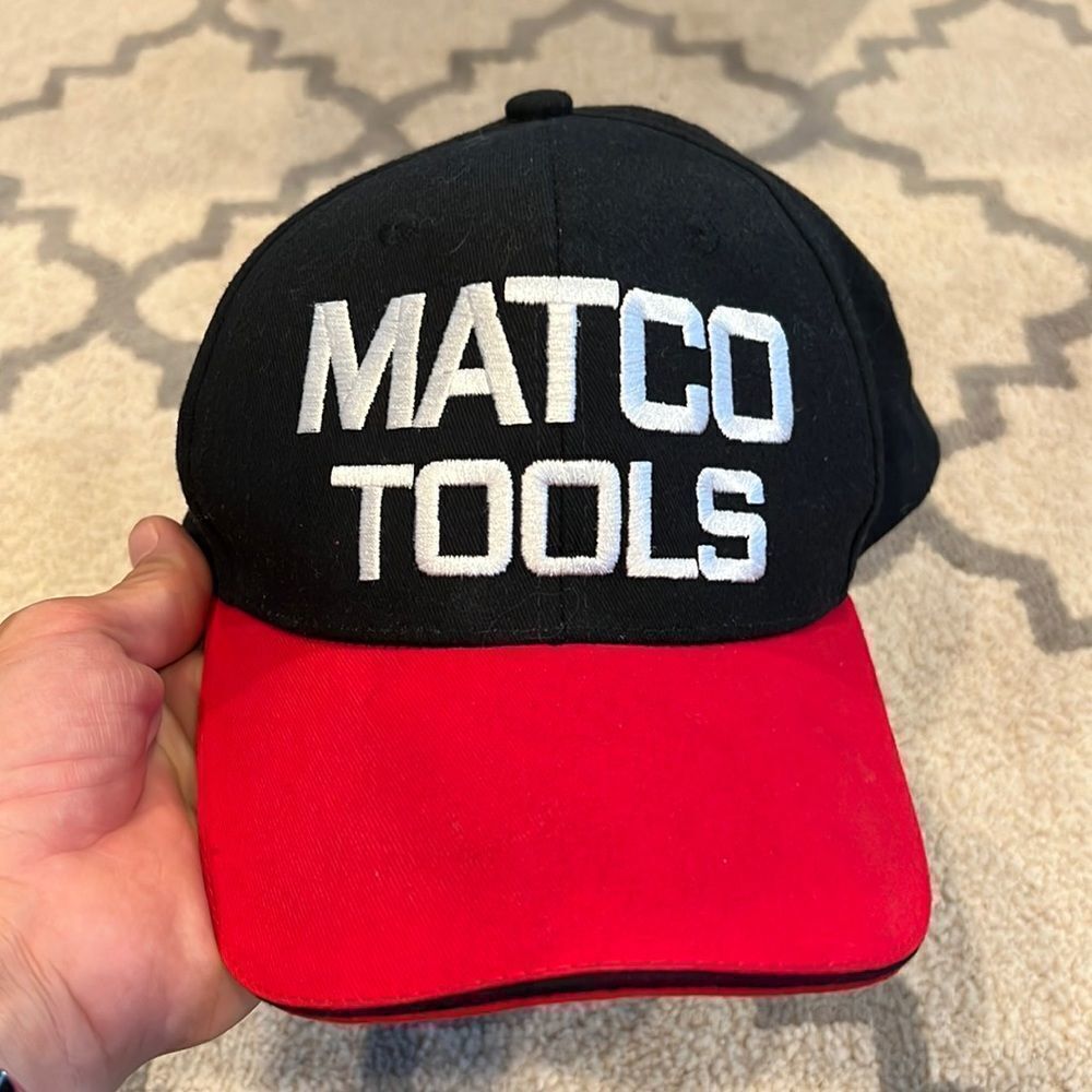Matco Tools baseball hat black and red with embroidered logo EUC snap back